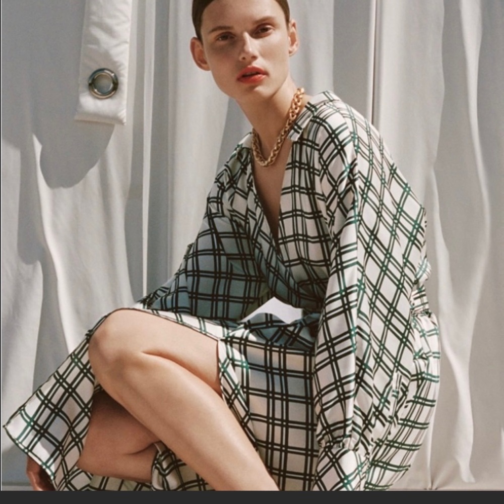 Zara plaid wrap dress with belt